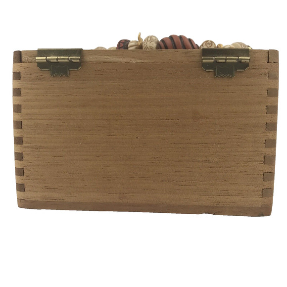 Vintage Wood Cigar Box Purse Handbag Beaded Handle Epicure Excalibur Honduras - Picture 5 of 14